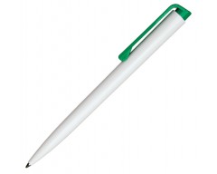 Ручка шариковая Carlo, белая с зеленым