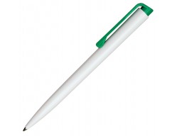 Ручка шариковая Carlo, белая с зеленым