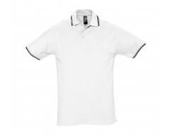Рубашка поло мужская с контрастной отделкой PRACTICE 270, белый/темно-синий