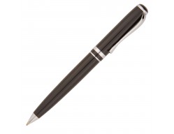 Ручка шариковая Podium с футляром, черная с серебристыми элементами