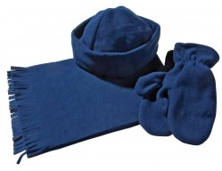 Набор: шарф, шапка, варежки, синий