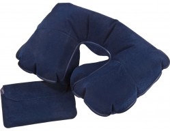 Надувная подушка под шею в чехле, темно-синяя