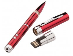 Флешка с ручкой, фонариком и лазерной указкой, красная, 4 Гб