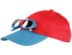 Бейсболка Unit Sunny Kid с солнцезащитными очками, красная с синим