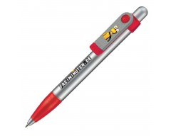 Ручка шариковая Data Booster с флешкой 8 Гб, серебристая с красным