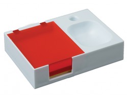  Подставка под ручку и скрепки с бумажным блоком красная