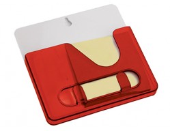 Подставка под ручки с бумажным блоком и крючками для ключей красная