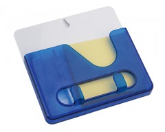 Подставка под ручки с бумажным блоком и крючками для ключей синяя