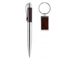 Набор «Джет-2»: шариковая ручка и брелок, коричневый