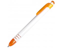 Ручка шариковая Button, белая с оранжевым
