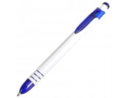 Ручка шариковая Button, белая с синим