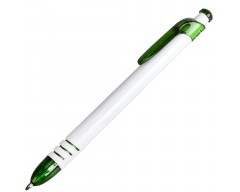 Ручка шариковая Button, белая с зеленым