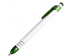 Ручка шариковая Button, белая с зеленым