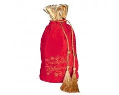 Мешочек для подарков с кисточками «Счастливого нового года», красный